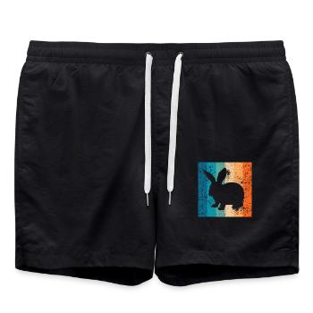Rabbit Easter Retro Gift - Swim Trunks - black - Front - AI Model Male 185 light (185cm)