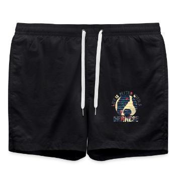 Bernese mountain dog - Swim Trunks - black - Front - AI Model Male 185 light (185cm)