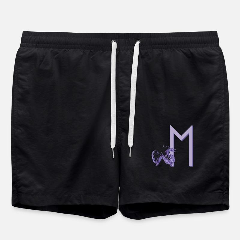 dragon violet avec rune m - Short de bain - noir