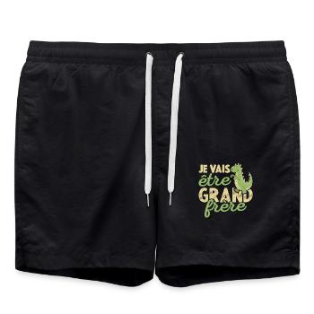 Annonce Grossesse Nouveau Grand Et Petit Frère - Short de bain - noir - Devant - AI Model Male 185 light (185cm)