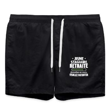 Jeune Stagiaire Retraité Formation En Cours - Short de bain - noir - Devant - AI Model Male 185 light (185cm)