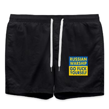russian warship go f yourself - Badeshorts - Schwarz - Vorne - AI Model Male 185 light (185cm)