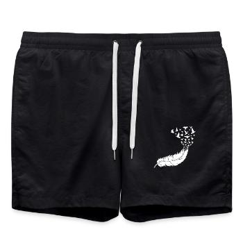 Plume avec des oiseaux - Short de bain - noir - Devant - AI Model Male 185 light (185cm)