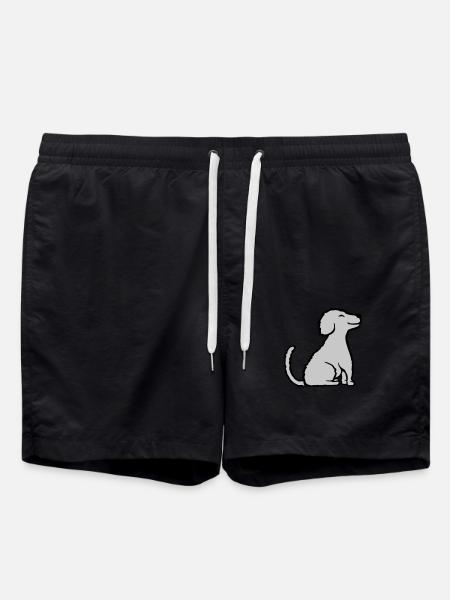 Happy seated good dog - Swim Trunks - black