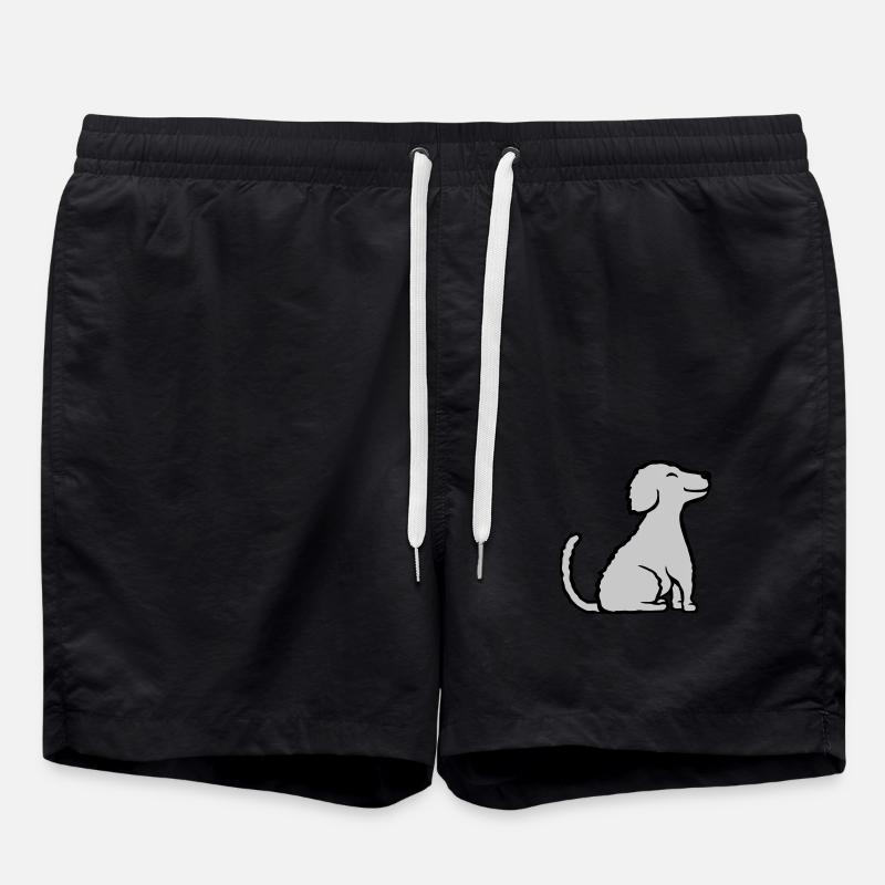 Glücklicher sitzender braver Hund - Badeshorts - Schwarz