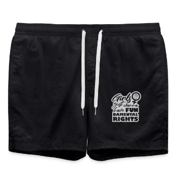 wanna have fundamental rights - Swim Trunks - black - Front - AI Model Male 185 light (185cm)