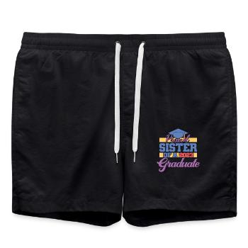 Stolze Schwester eines Abschlussgeschenks 2023 - Badeshorts - Schwarz - Vorne - AI Model Male 185 light (185cm)