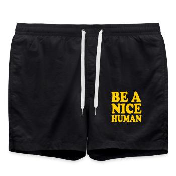 Be a nice human - Short de bain - noir - Devant - AI Model Male 185 light (185cm)