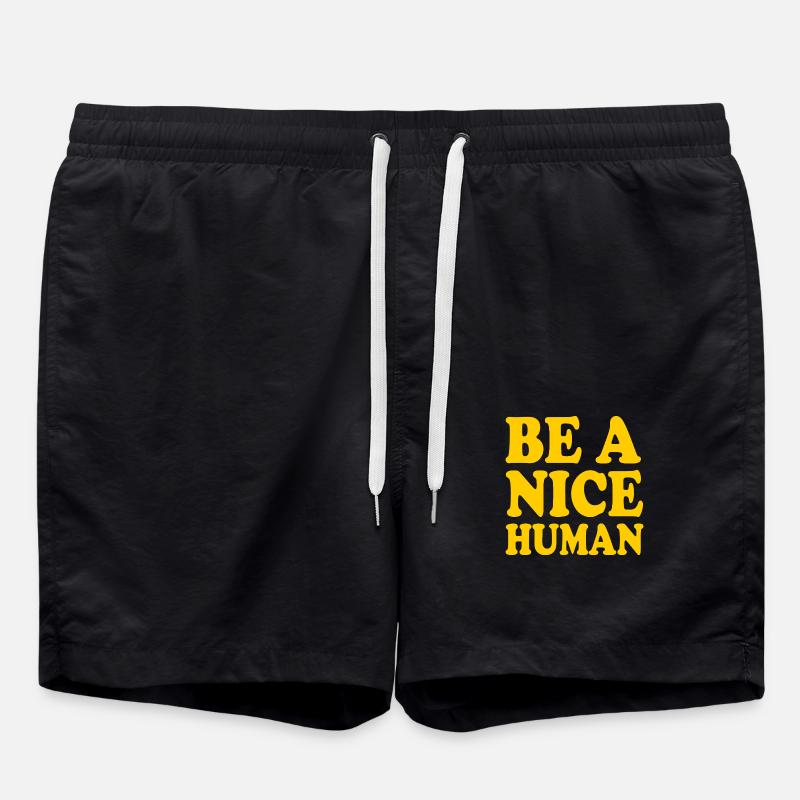 Be a nice human - Badeshorts - Schwarz