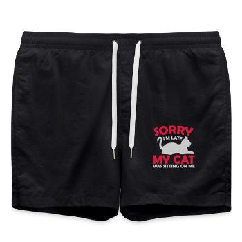 sorry cat was sitting - Swim Trunks - black - Front - AI Model Male 185 light (185cm)