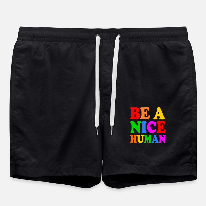 Be a nice human - Swim Trunks - black