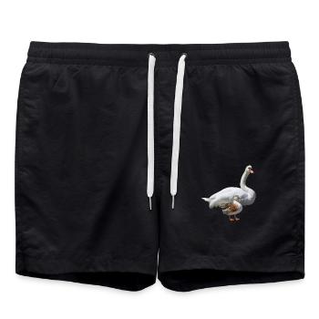 Schwan - Badeshorts - Schwarz - Vorne - AI Model Male 185 light (185cm)