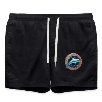 Dolphin sky depth of light - Swim Trunks - black - Front - AI Model Male 185 light (185cm)