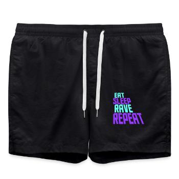 Eat Sleep Rave Repeat Essen Schlafen Raven Spruch - Badeshorts - Schwarz - Vorne - AI Model Male 185 light (185cm)