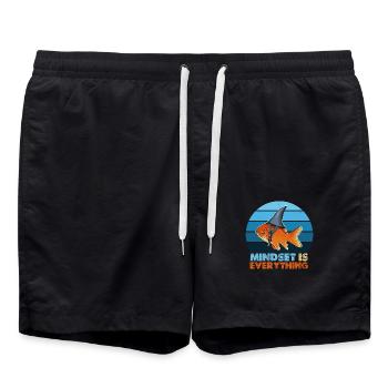 Goldfisch-Hai-Mindset ist alles, motivierend - Badeshorts - Schwarz - Vorne - AI Model Male 185 light (185cm)