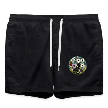 Chat noir vintage - Short de bain - noir - Devant - AI Model Male 185 light (185cm)