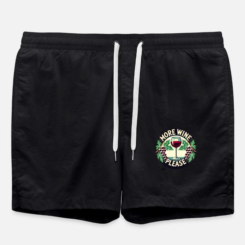 More Wine Please - Swim Trunks - black