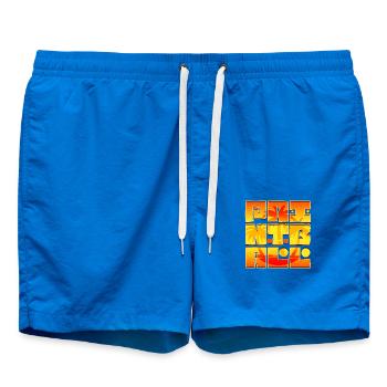 Paintball 3x3 tiki letters with tropical trees - Swim Trunks - cobalt blue - Front