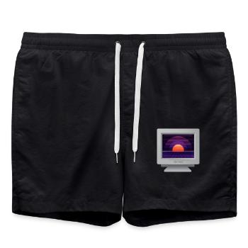 CRT Design - Future Retro Wallpaper - Swim Trunks - black - Front - AI Model Male 185 light (185cm)