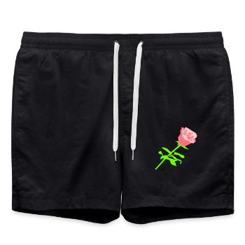 Hübsche Schöne Rose Blüte Blatt Röschen Romantisch - Badeshorts - Schwarz - Vorne - AI Model Male 185 light (185cm)