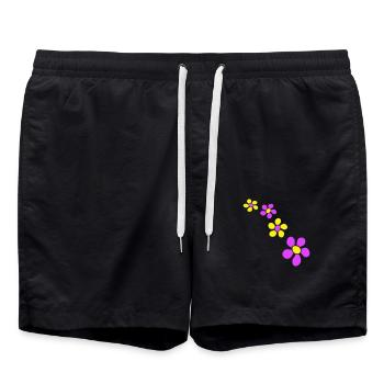 Viele Bunte Blumen Schön Dekorativ Muster Design - Badeshorts - Schwarz - Vorne - AI Model Male 185 light (185cm)