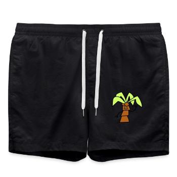 Lustige Süße Palme Winkt Glücklich Gesicht Comic - Badeshorts - Schwarz - Vorne - AI Model Male 185 light (185cm)