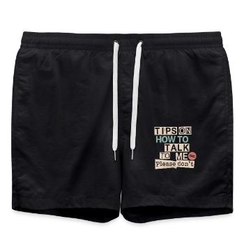Silent and introverted - Swim Trunks - black - Front - AI Model Male 185 light (185cm)