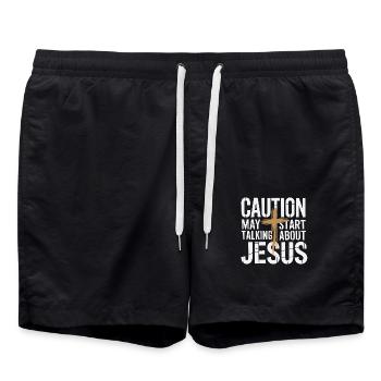 Live your faith visibly - Swim Trunks - black - Front - AI Model Male 185 light (185cm)