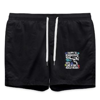Strong girls show what they can do - Swim Trunks - black - Front - AI Model Male 185 light (185cm)
