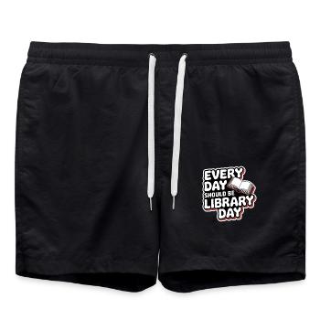 Every Day Should Be Library Day 9 - Badeshorts - Schwarz - Vorne - AI Model Male 185 light (185cm)