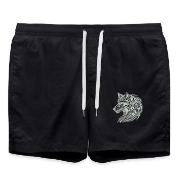 Loup Tribal - Short de bain - noir - Devant - AI Model Male 185 light (185cm)
