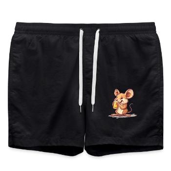 Cute Mouse Drinking Beer 2 - Badeshorts - Schwarz - Vorne - AI Model Male 185 light (185cm)