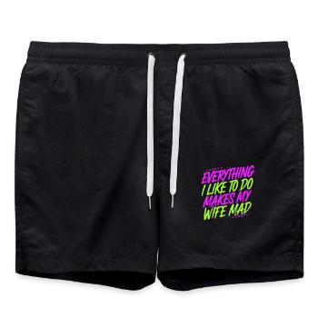 Everything I Like To Do Makes My Wife Mad 9 - Badeshorts - Schwarz - Vorne - AI Model Male 185 light (185cm)