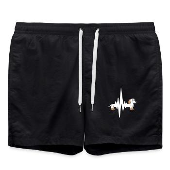 chien long teckel pouls fréquence cardiaque drôle - Short de bain - noir - Devant - AI Model Male 185 light (185cm)