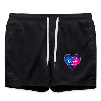 Love beyond the Stars Heart Design - Swim Trunks - black - Front - AI Model Male 185 light (185cm)