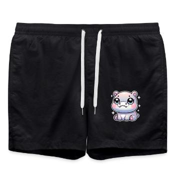Super Cute Kawaii Baby Hippo - Badeshorts - Schwarz - Vorne - AI Model Male 185 light (185cm)