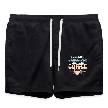 Instant Caregiver Just Add Coffee Caregiving Carer - Swim Trunks - black - Front - AI Model Male 185 light (185cm)