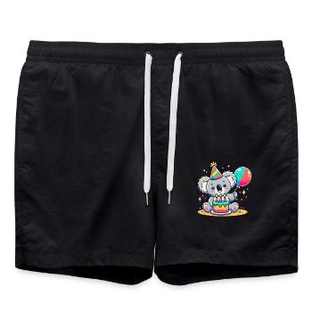 Koala Kid Celebrating Birthday - Badeshorts - Schwarz - Vorne - AI Model Male 185 light (185cm)