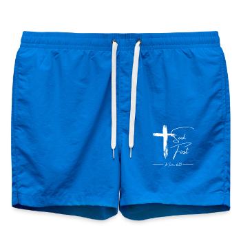 Seek First – Matthew 6:33 - Swim Trunks - cobalt blue - Front
