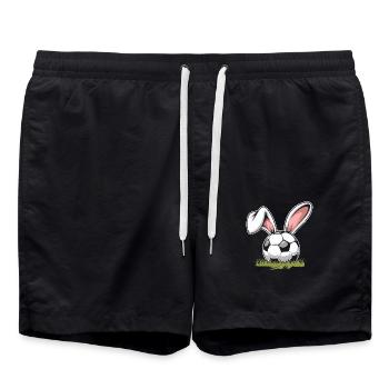 Football with Easter bunny ears - Swim Trunks - black - Front - AI Model Male 185 light (185cm)