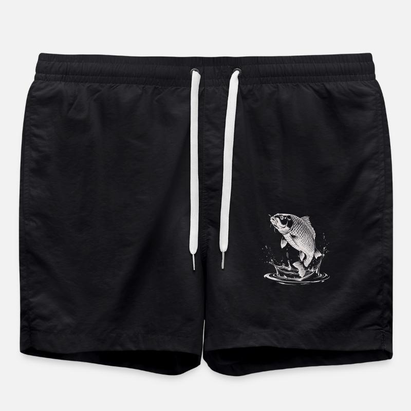 Carp with water splash for anglers - Swim Trunks - black