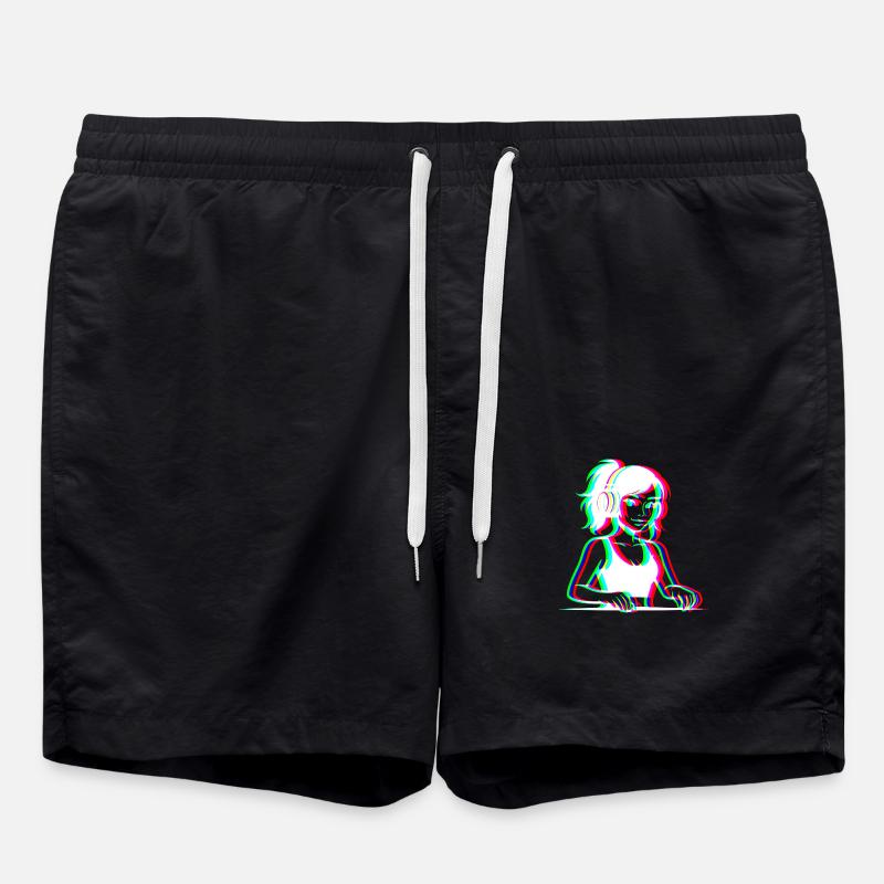 EDM - DJane - Glitch Rave Style - Swim Trunks - black