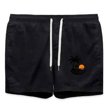 Palmen Strand - Badeshorts - Schwarz - Vorne - AI Model Male 185 light (185cm)