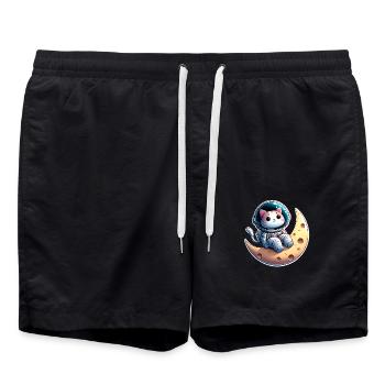 Süsse Astronauten Katze auf dem Mond - Badeshorts - Schwarz - Vorne - AI Model Male 185 light (185cm)