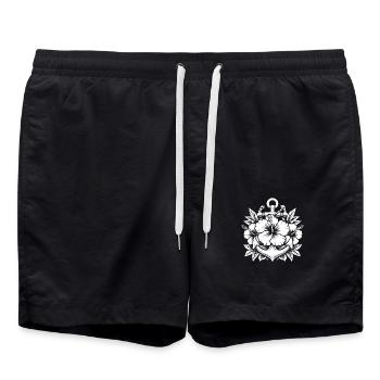 Anker und Hibiskus Logo - Badeshorts - Schwarz - Vorne - AI Model Male 185 light (185cm)