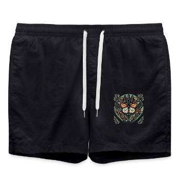 Papillon monarque vintage – Insecte classique de la nature - Short de bain - noir - Devant - AI Model Male 185 light (185cm)