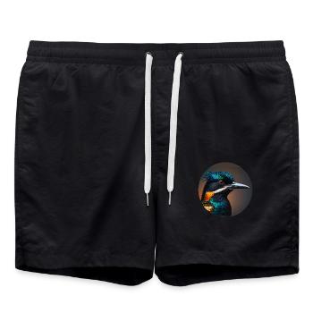 kolibri,vogel, illustration,bunt,glitzer,eisvogel - Badeshorts - Schwarz - Vorne - AI Model Male 185 light (185cm)