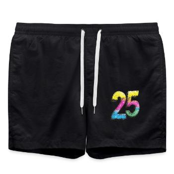 25 Number Comic - Swim Trunks - black - Front - AI Model Male 185 light (185cm)