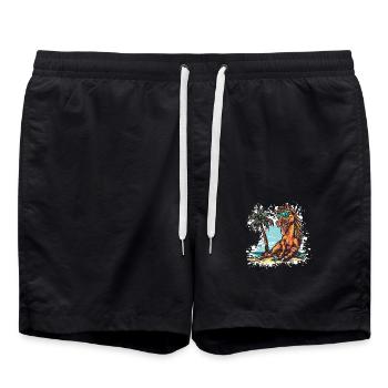 Pferd Insel Palme - Badeshorts - Schwarz - Vorne - AI Model Male 185 light (185cm)