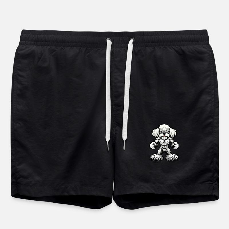 Caniche Chien Muscles Musculation - Short de bain - noir